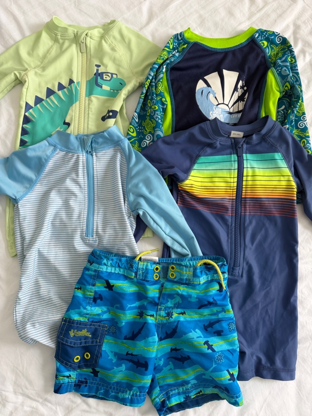 Old Navy Blue, Green & Navy Kids Rash Guard Swim Set size 12 months
